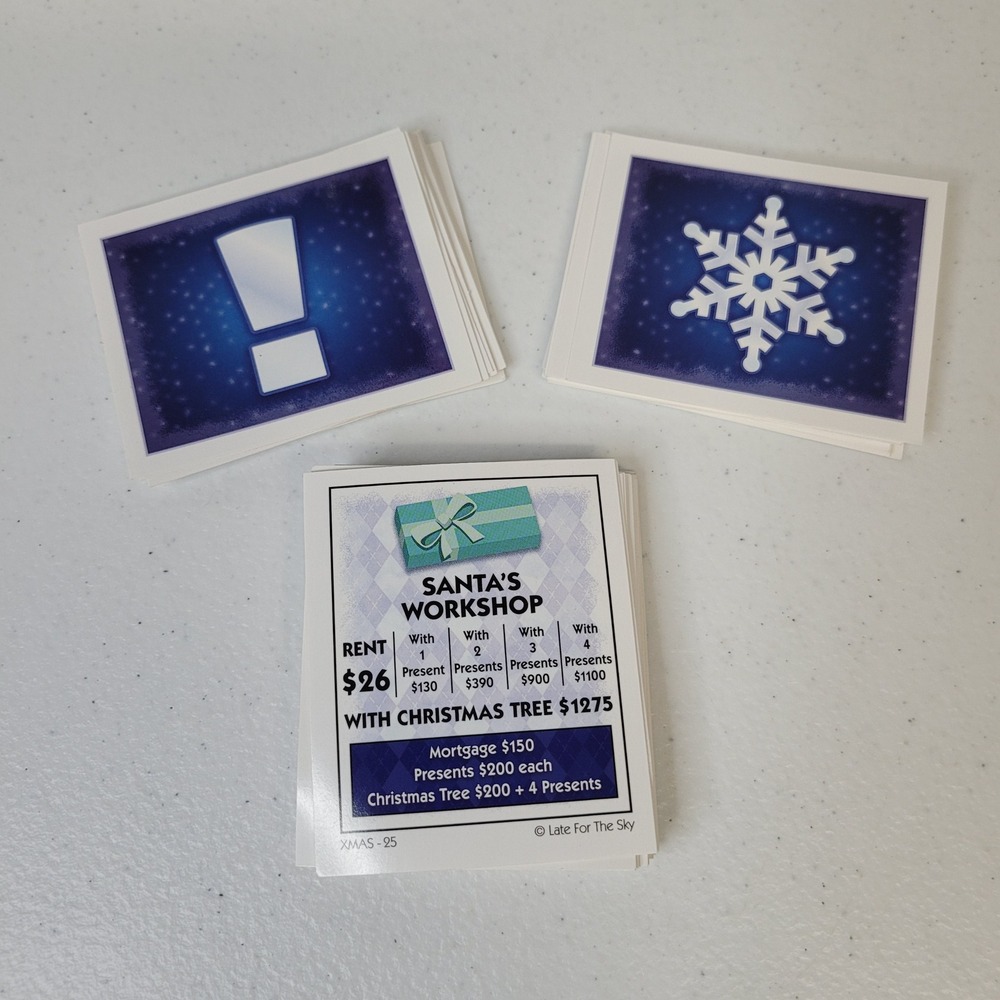 Christmas Opoly Board Game Replacement Property Cards Bah‎ Humbug Holiday Cheer